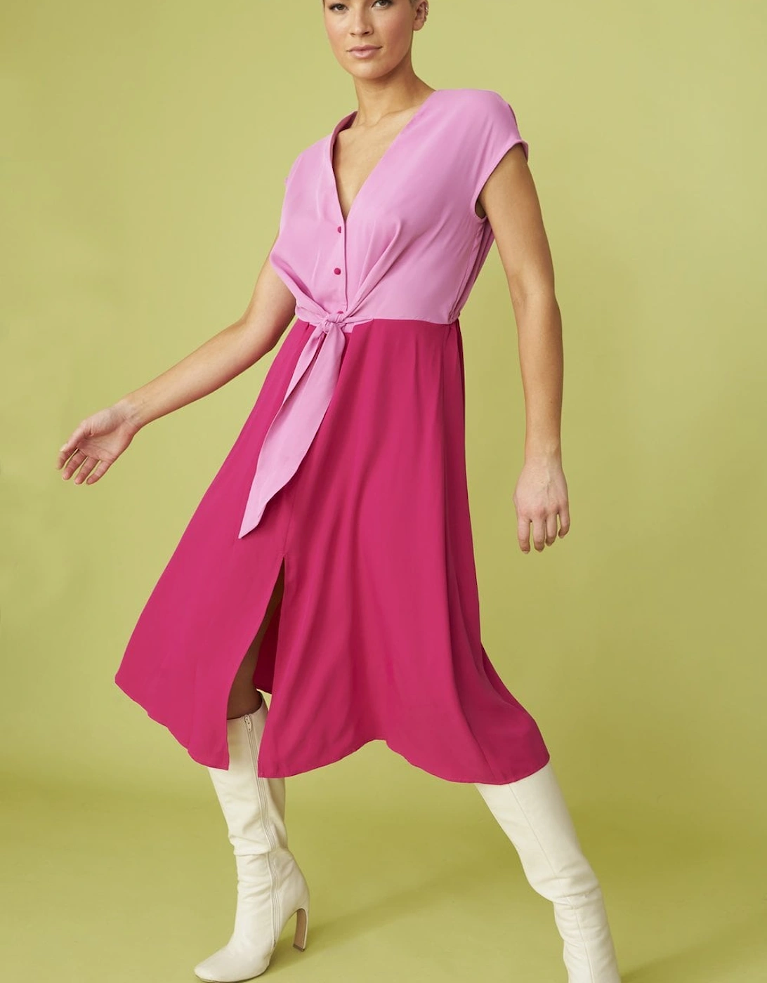 Silk Blend Pink Two Tone Dress, 5 of 4