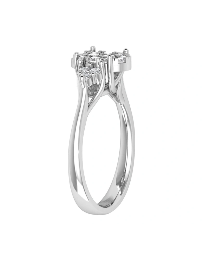 9ct White Gold 0.50ct Diamond Oval Cluster Engagement Ring