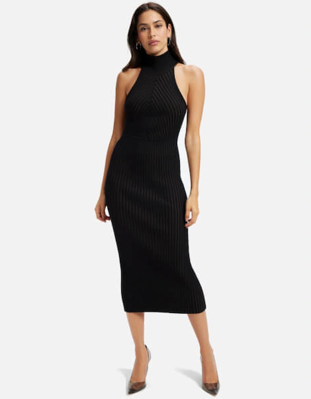 Ribbed-Knit Halterneck Midi Dress, 2 of 1