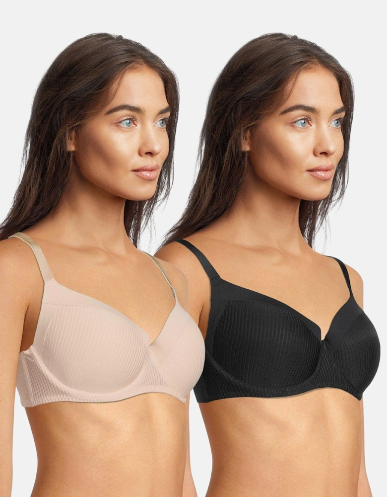 Full Cup Carmen Bra 2 Pack - Beige/Black