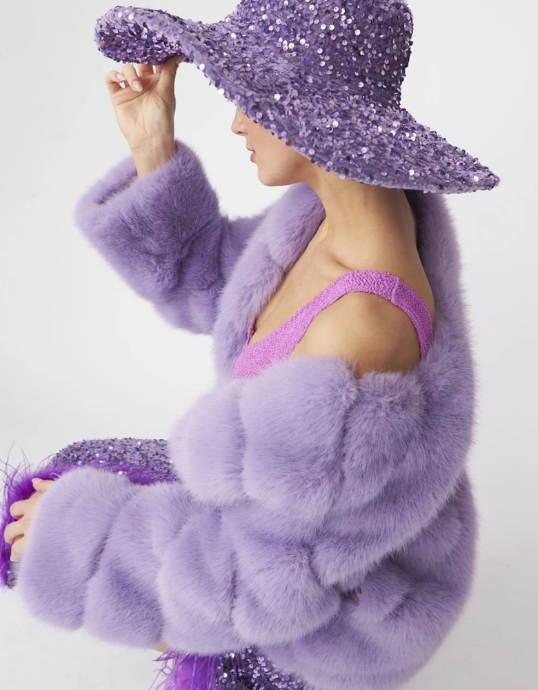 Lilac Sequin Handmade Flapper Hat