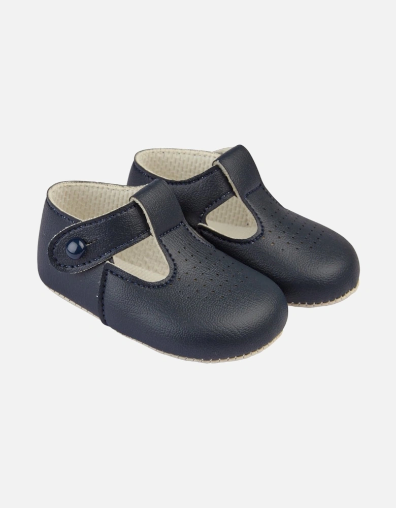 Navy T-Bar Soft Sole Shoes