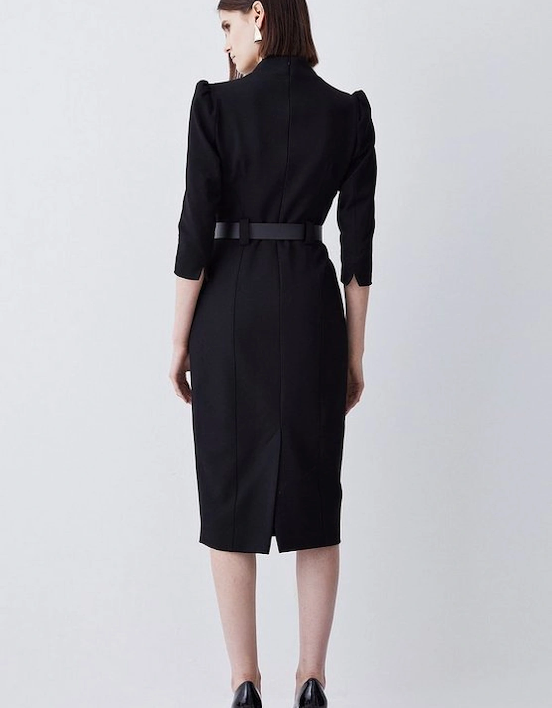 Structured Crepe Belted Forever Midi Dress