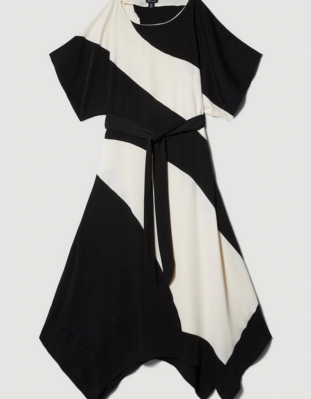 Tall Soft Tailored Colour Block Tie Waist Midi Dress