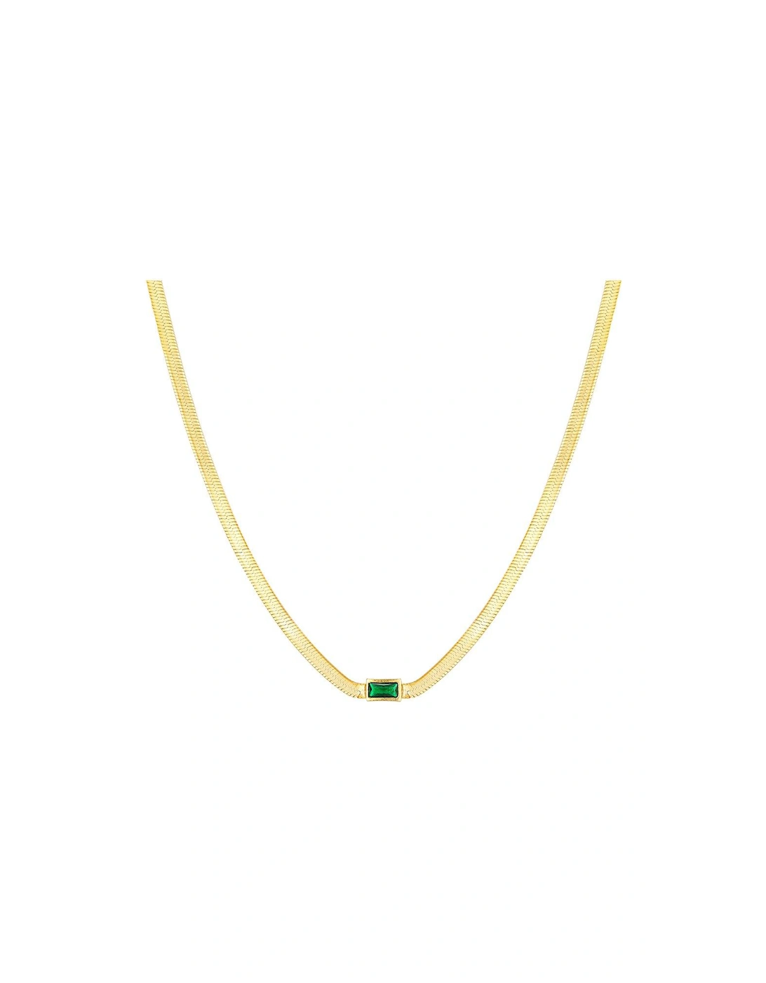 18ct Gold Plated Sterling Silver Emerald Baguette Adjustable Snake Chain, 2 of 1