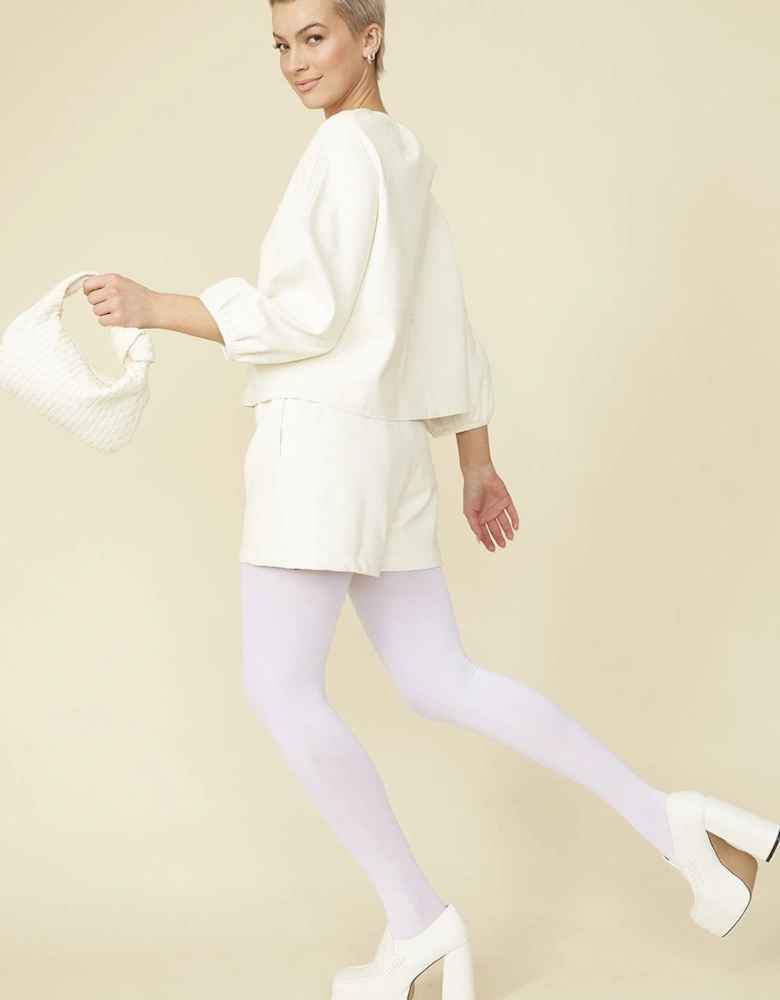 White Tencel Blend Eco Leather Shorts