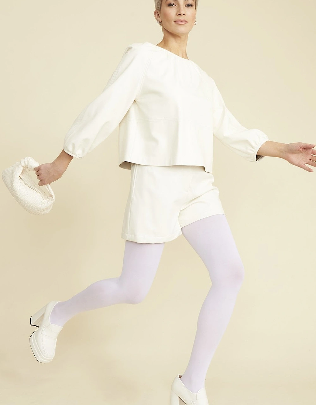 White Tencel Blend Eco Leather Shorts