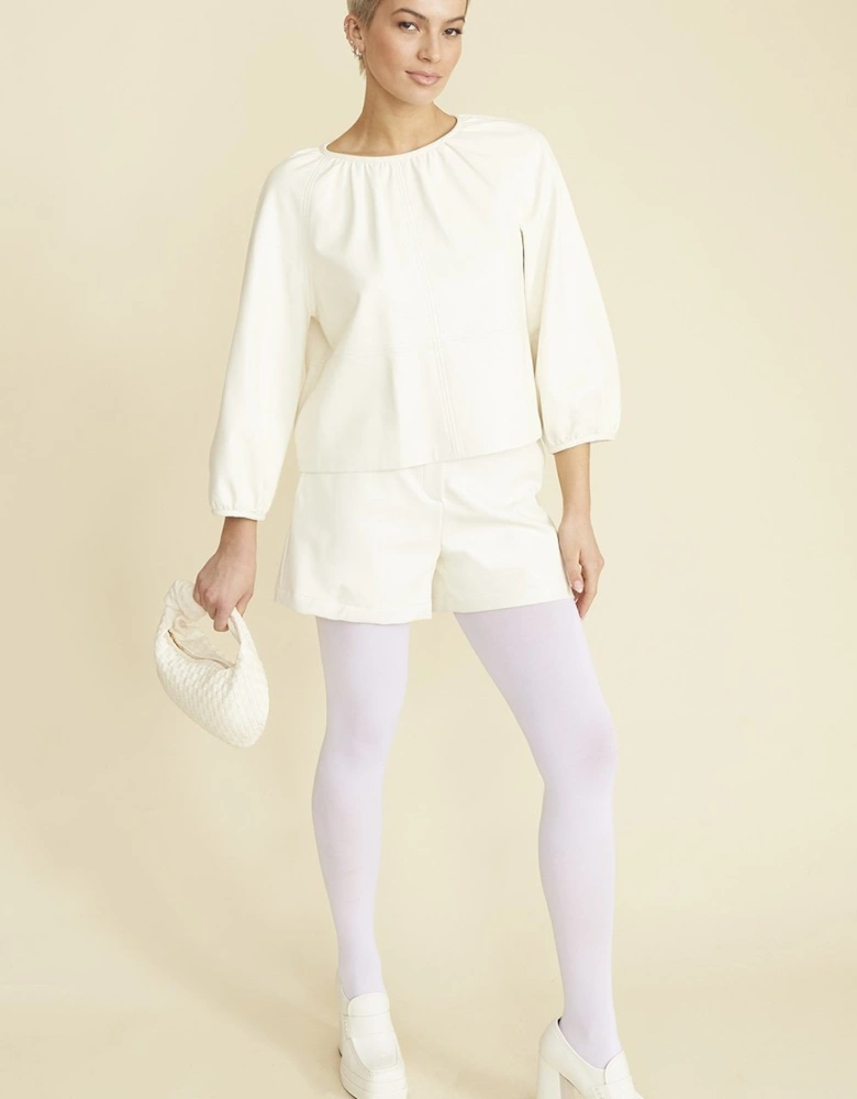 White Tencel Blend Eco Leather Shorts