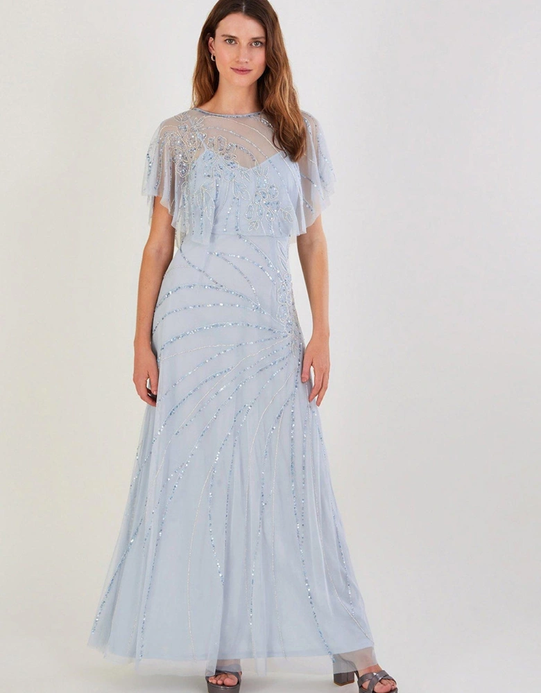 Sienna Embroidered Maxi Bridesmaid Dress - Cloud Blue