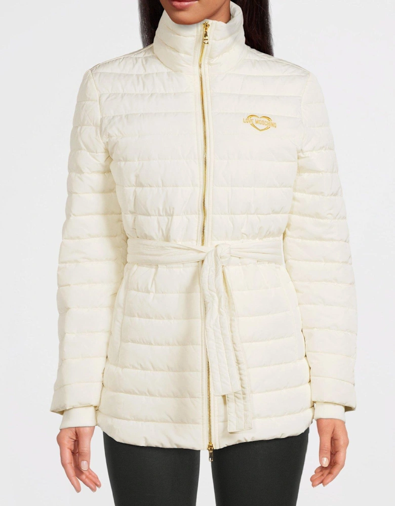 Belted Padded Jacket - White