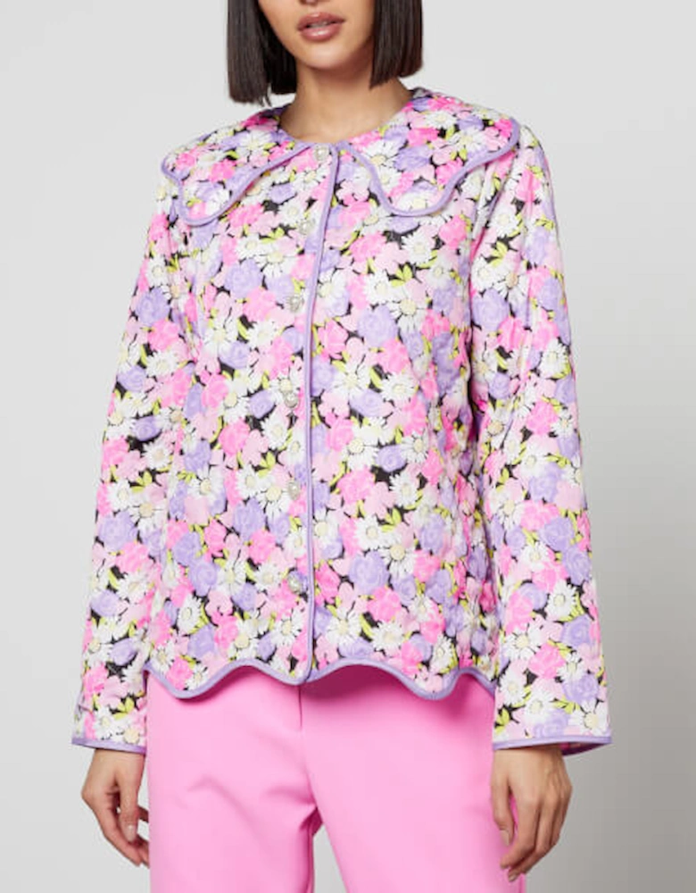 Jadecras Floral Pattern Quilted Shell Jacket