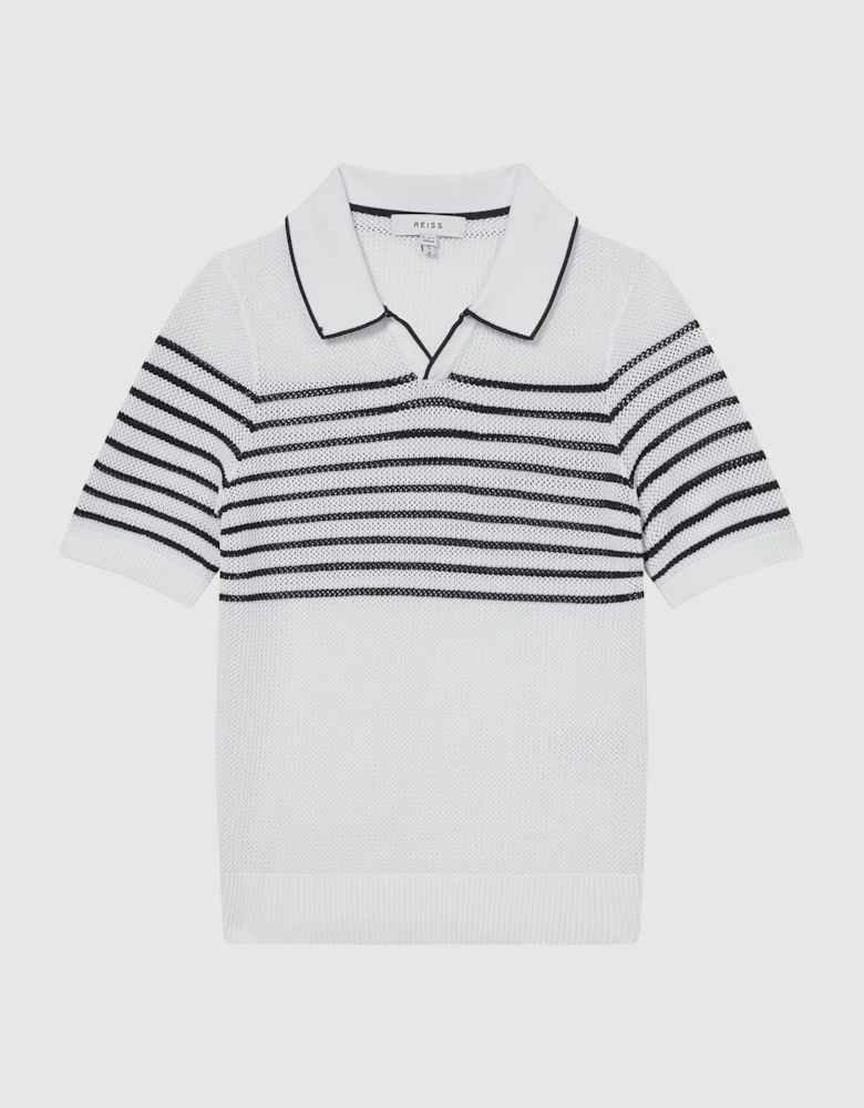 Junior Open Collar Striped Polo T-Shirt