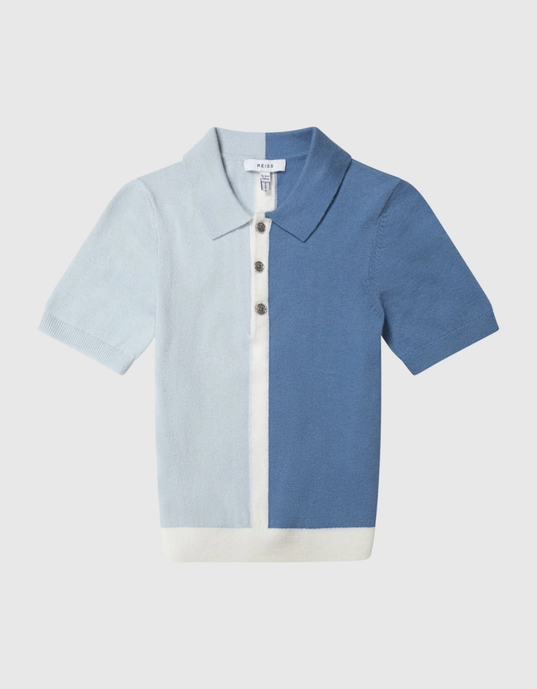 Junior Colourblock Knitted Polo T-Shirt