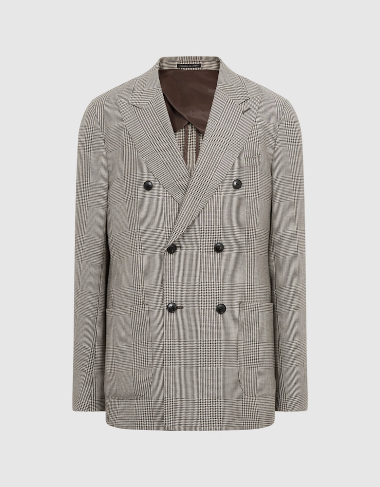 Double Breasted Prince Of Wales Check Blazer