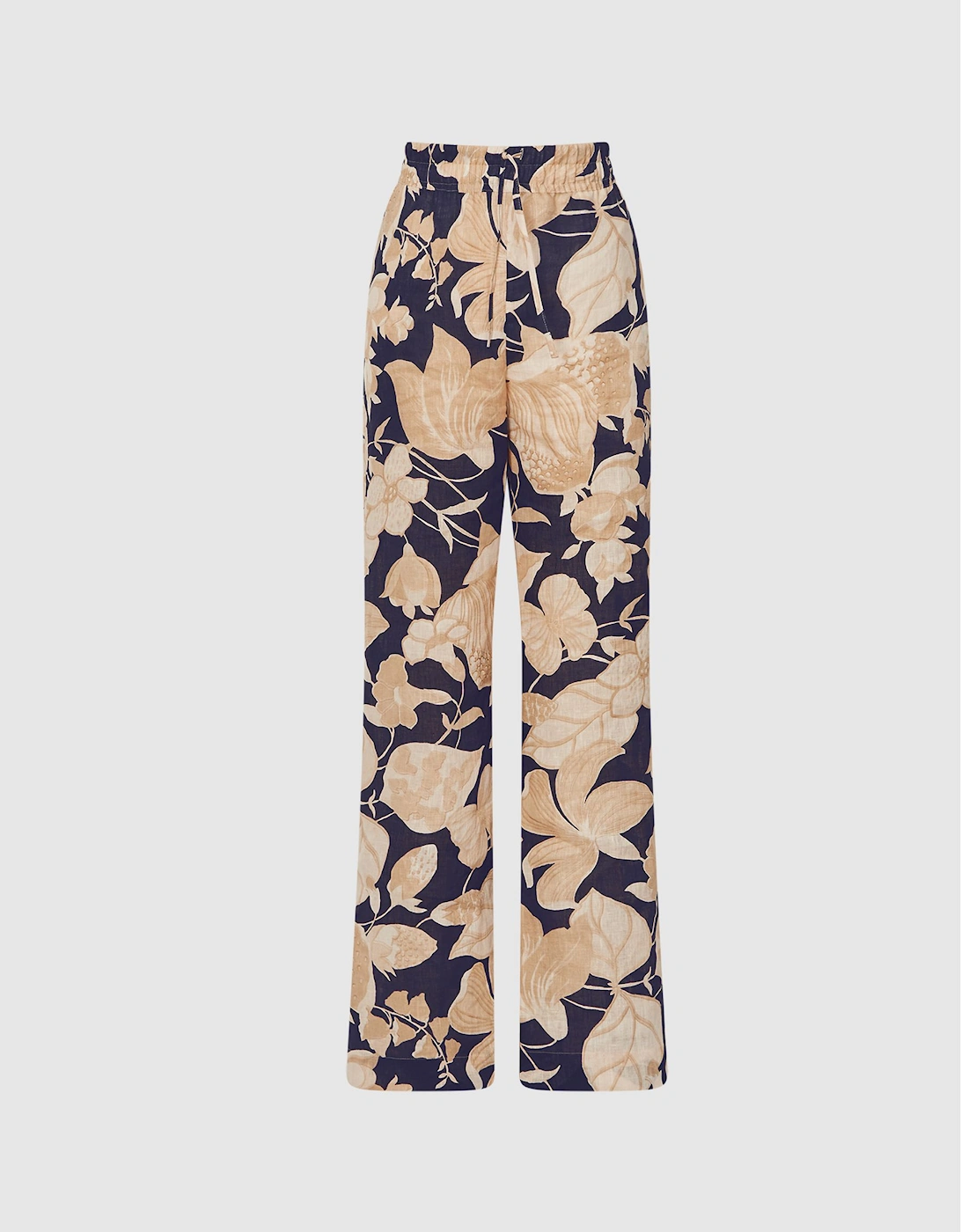 Printed Wide Leg Linen Trousers, 2 of 1