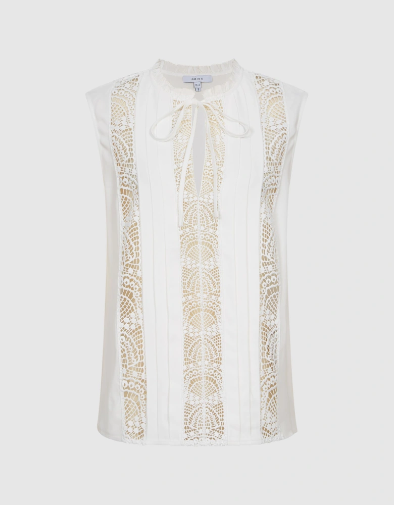 Sleeveless Embroidered Lace Blouse