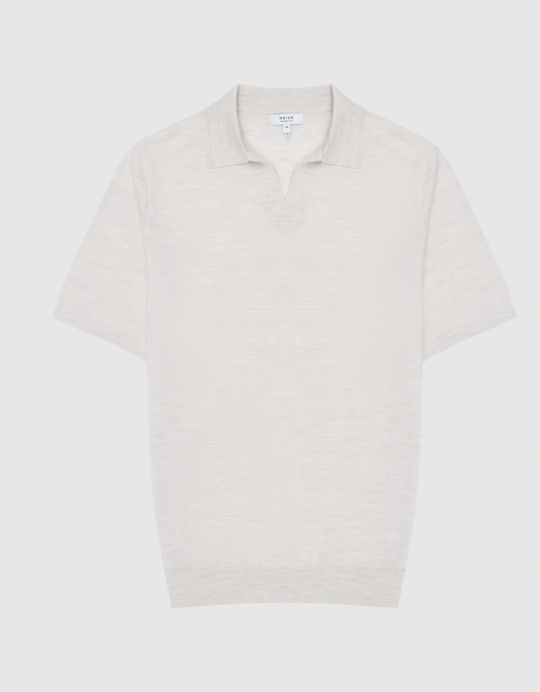 Merino Wool Open Collar Polo Shirt