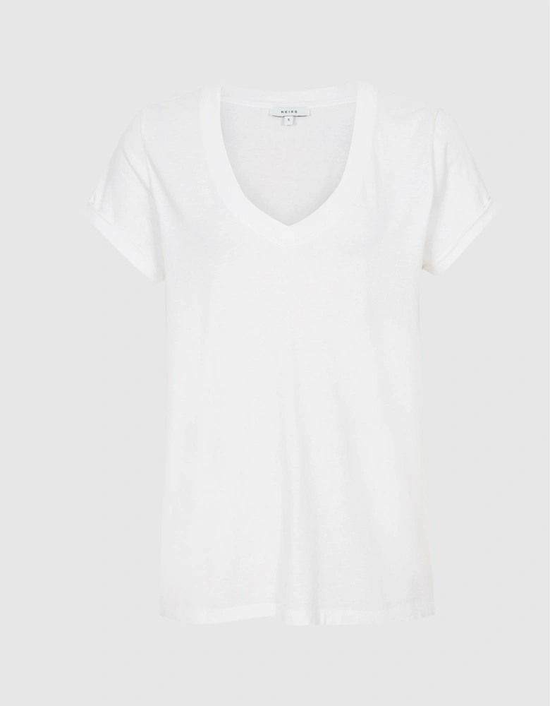 Cotton-jersey V-neck T-shirt