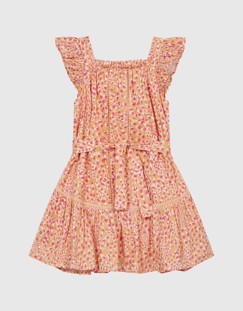 Printed Textured Mini Dress