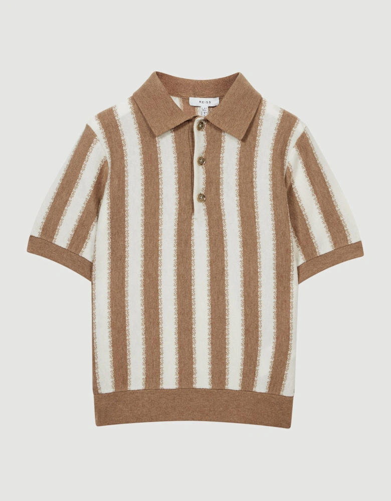 Junior Open Collar Stripe Polo Shirt