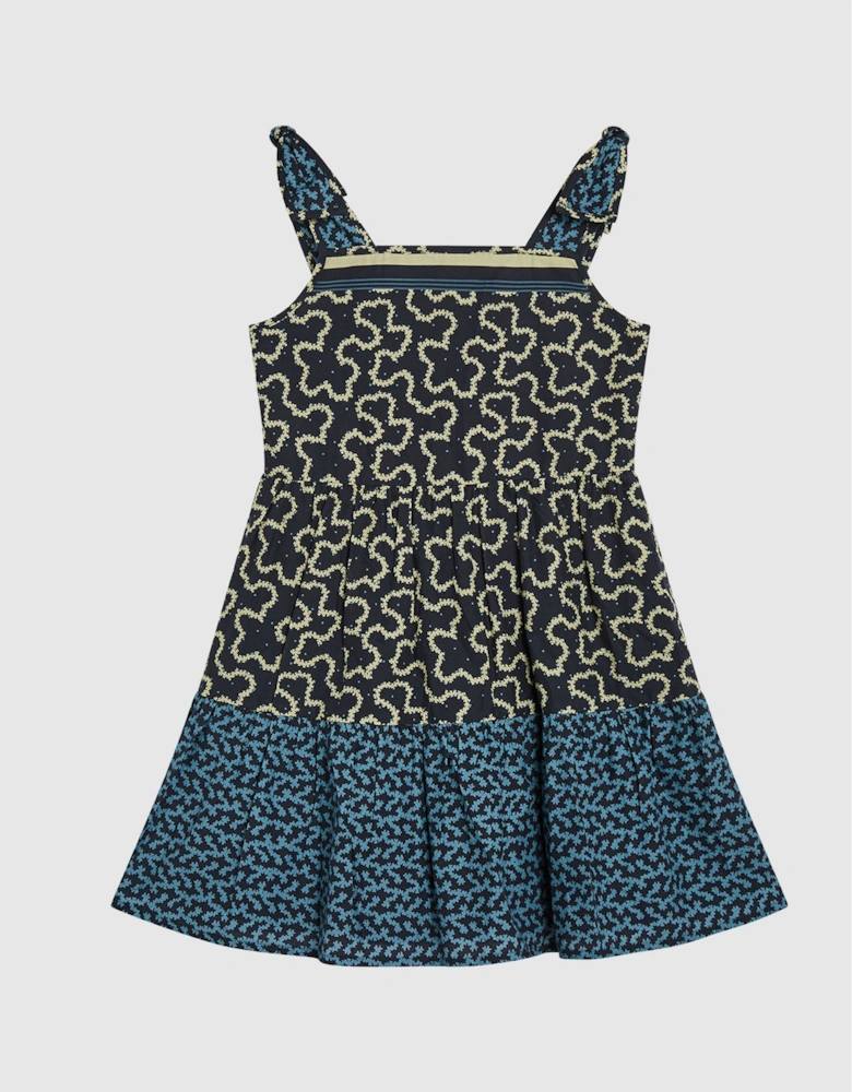 Junior Abstract Print Bow Detail Dress