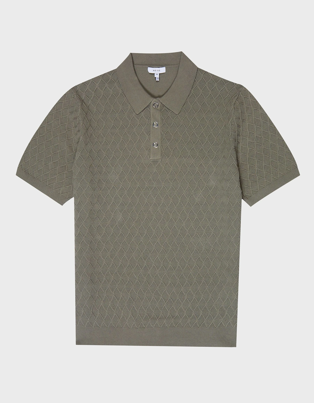 Textured Diamond Stitch Polo T-Shirt, 2 of 1