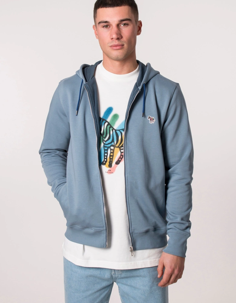 Zip Through Zebra Logo Hoodie