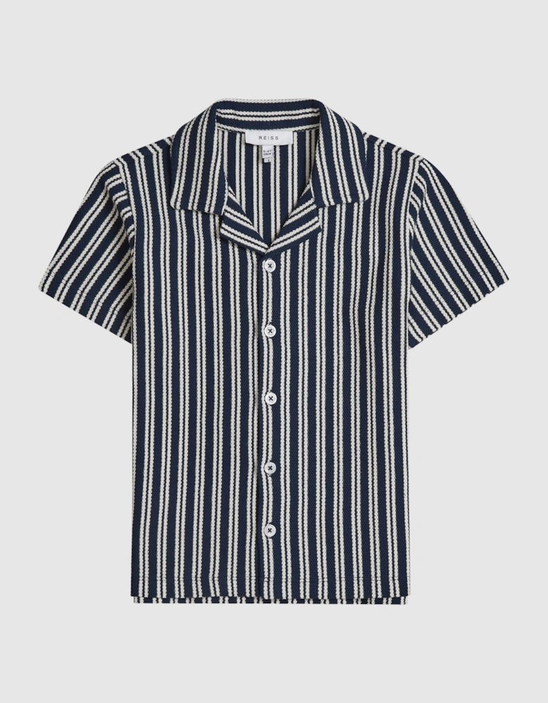Junior Cuban Collar Striped Shirt