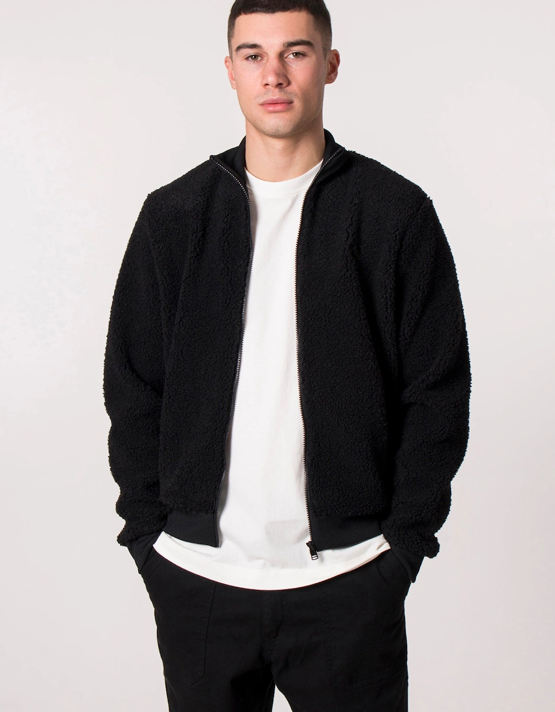Relaxed Fit Borg Fleece Track Top
