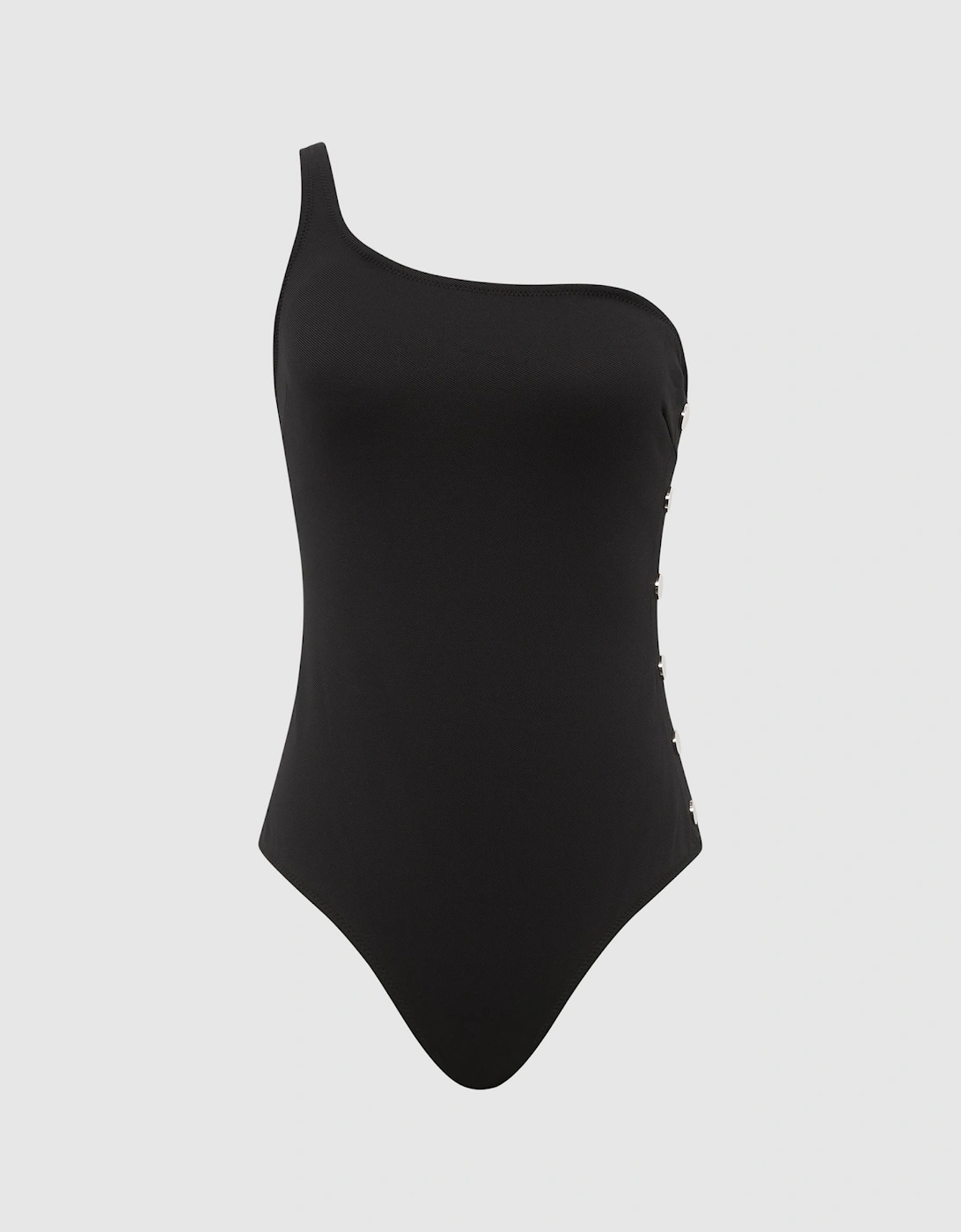 One Shoulder Button Detail Swimsuit, 2 of 1