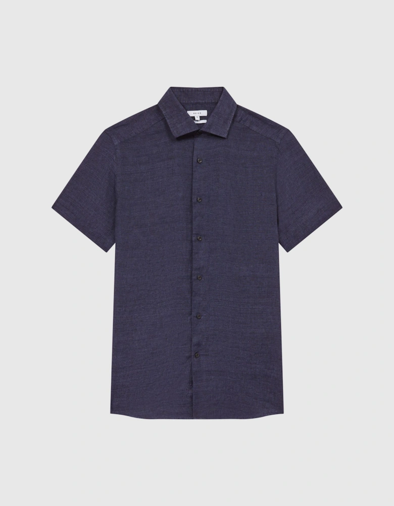Slim Fit Linen Button-Through Shirt