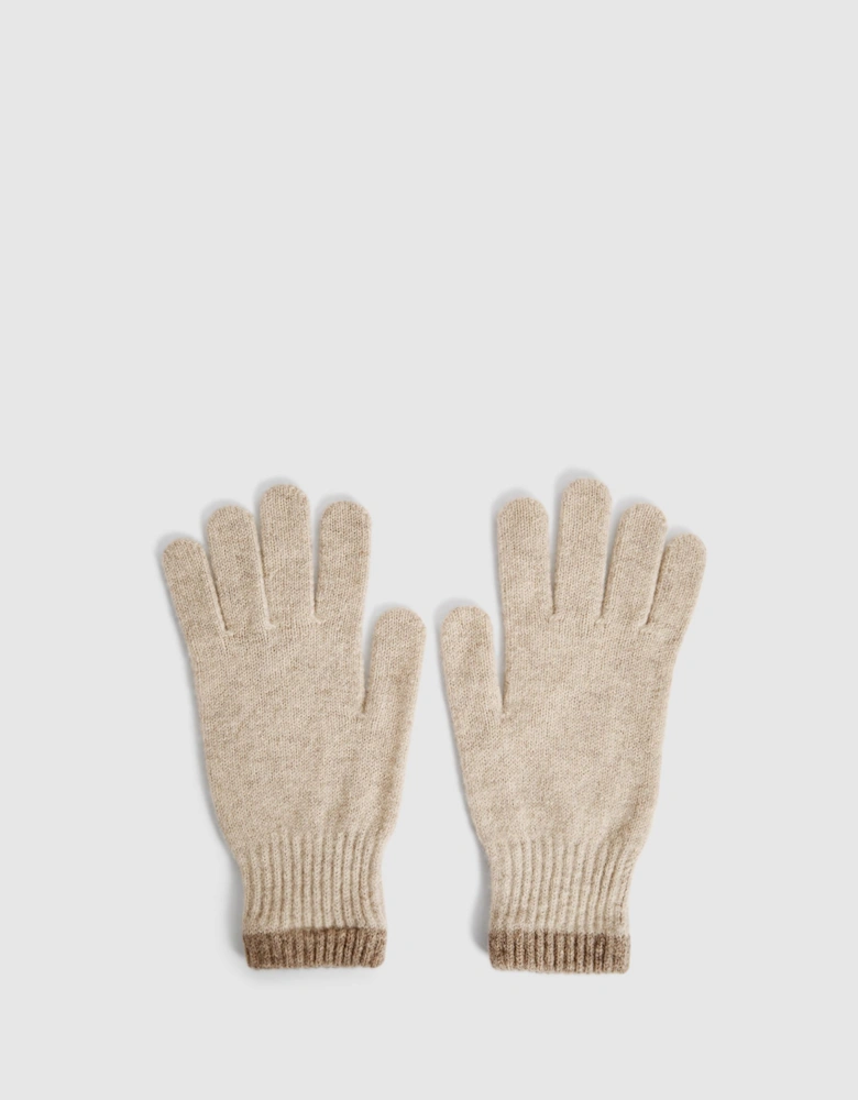 Contrast Trim Knitted Wool Gloves