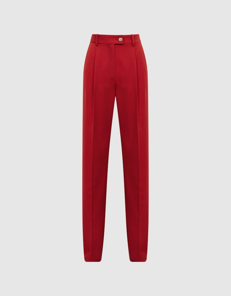 Wool Blend Tapered Trousers