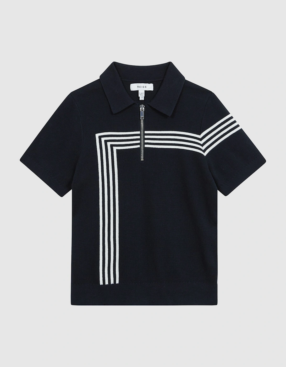 Half Zip Stripe Detail Polo T-Shirt