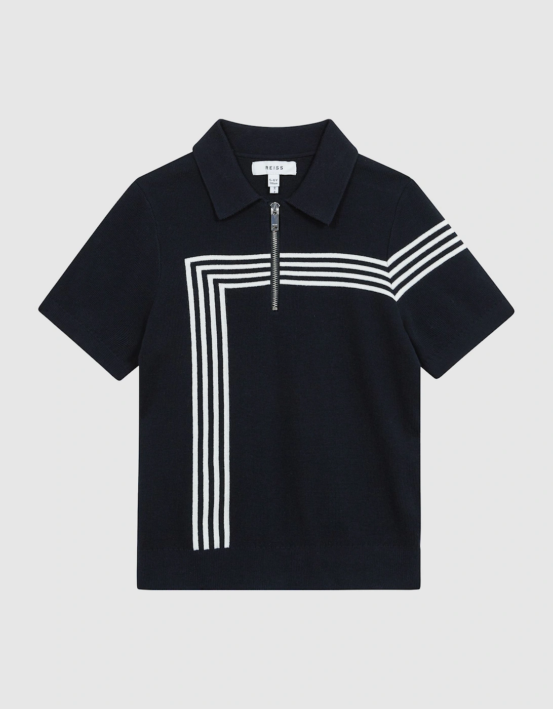 Half Zip Stripe Detail Polo T-Shirt, 3 of 2