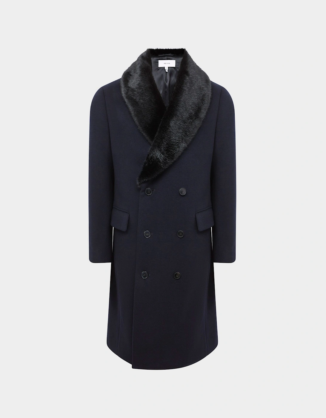 Double Breasted Faux Fur Shawl Collar Dinner Coat, 2 of 1
