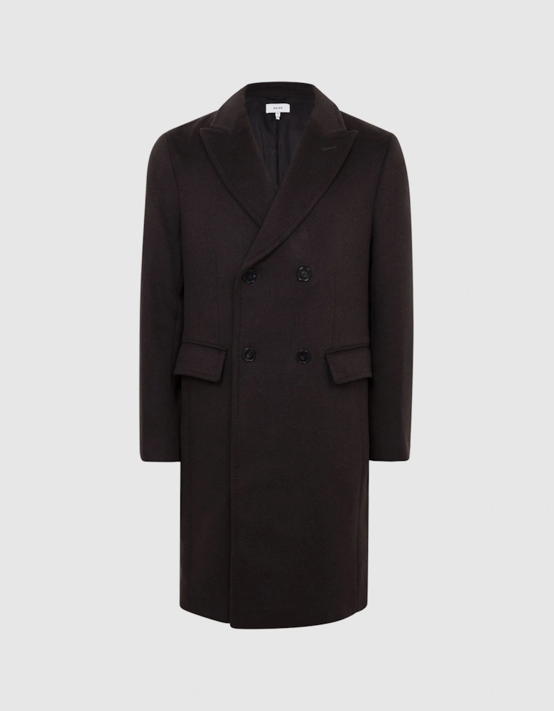 Double Breasted Wool Mid Length Overcoat