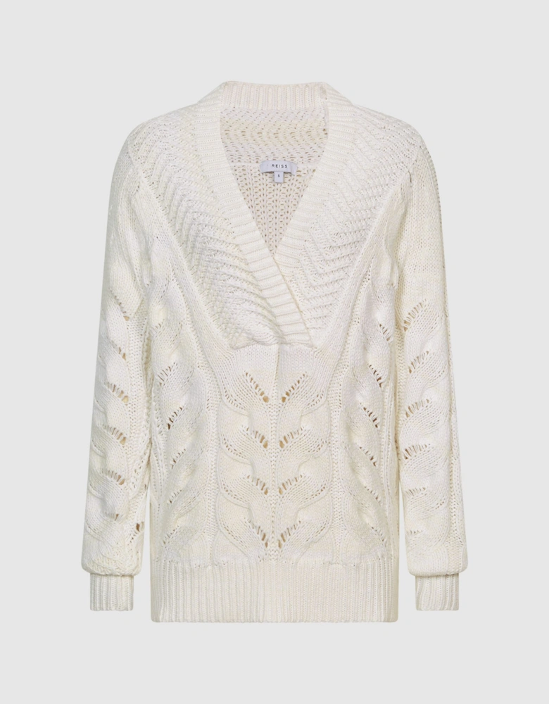 Cable Knit Shawl Neck Jumper