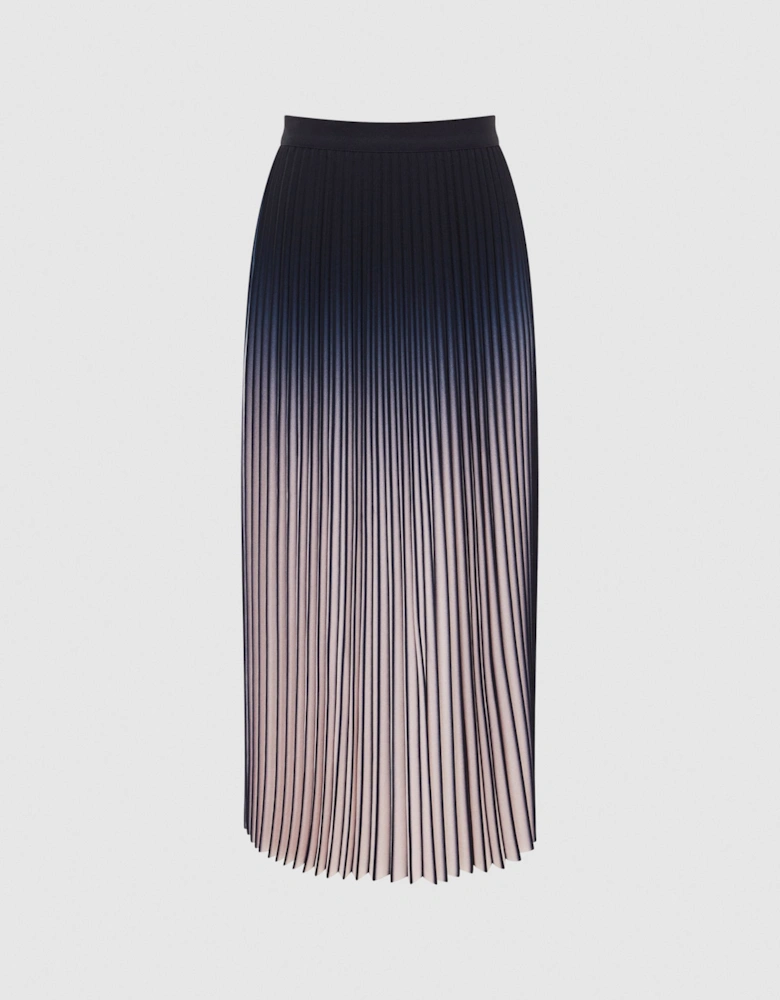 Ombre Pleated Midi Skirt