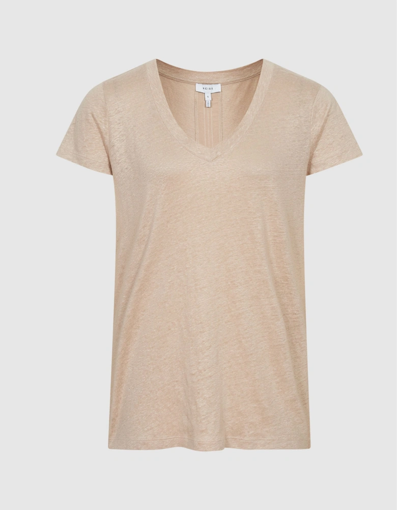 Linen V Neck T-Shirt