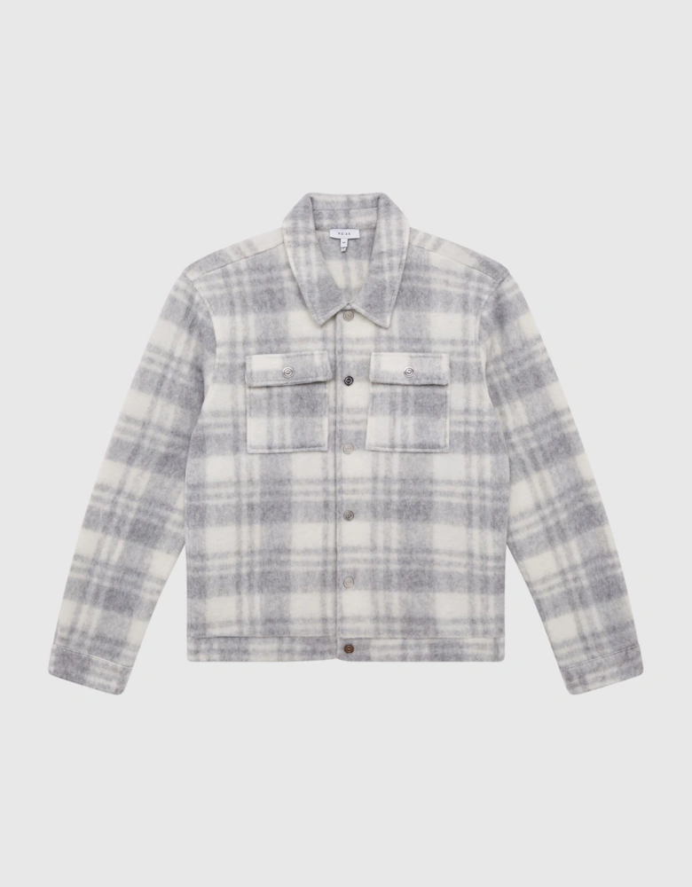 Checked Wool Blend Overshirt
