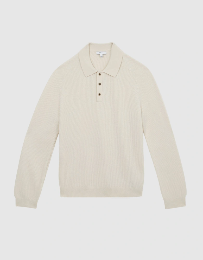 Buttoned Ribbed Polo Top