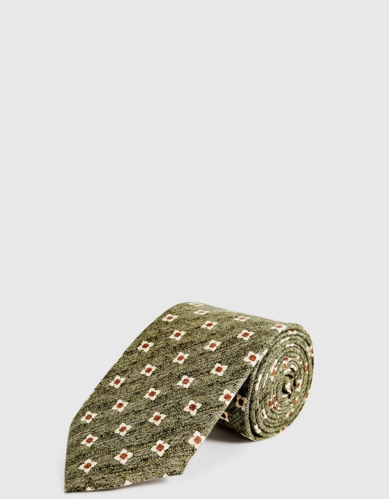 Floral Print 100% Silk Tie