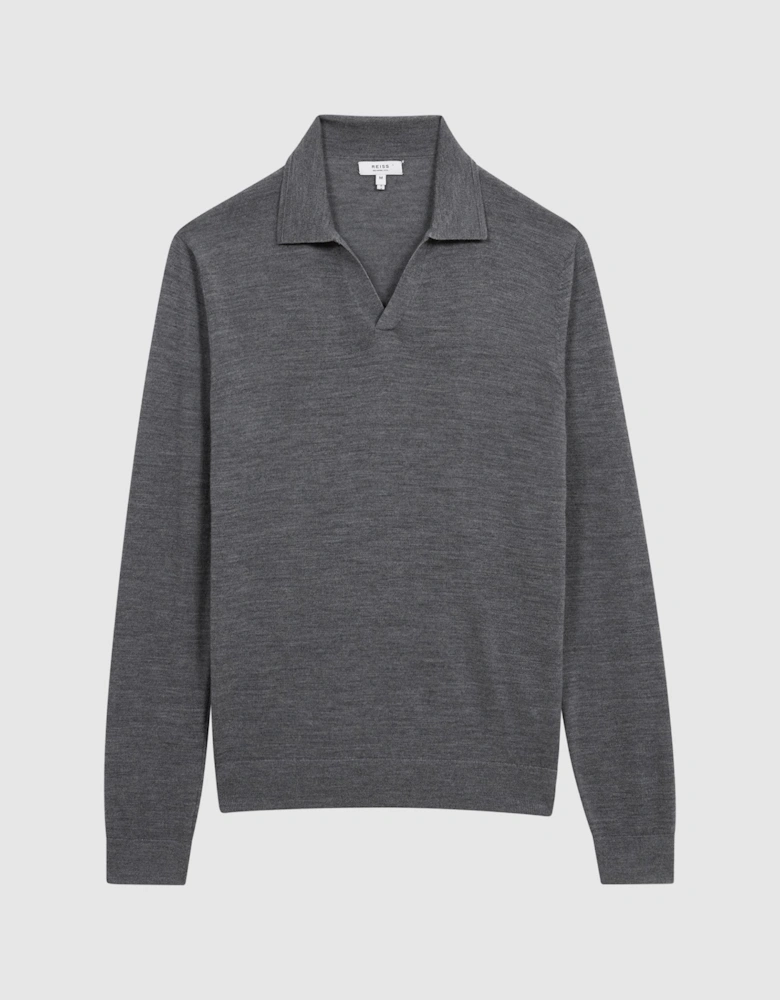 Merino Wool Open Collar Polo Shirt