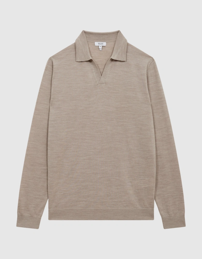 Merino Wool Open Collar Polo Shirt