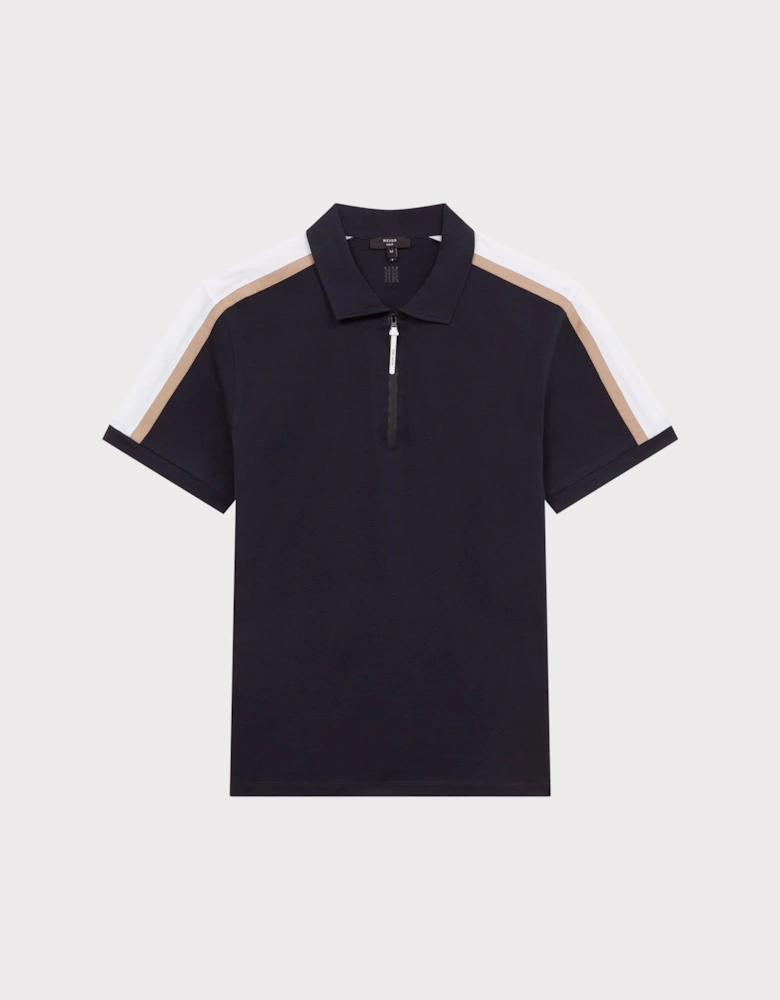 Short Sleeve Half Zip Mercerised Cotton Polo T-Shirt