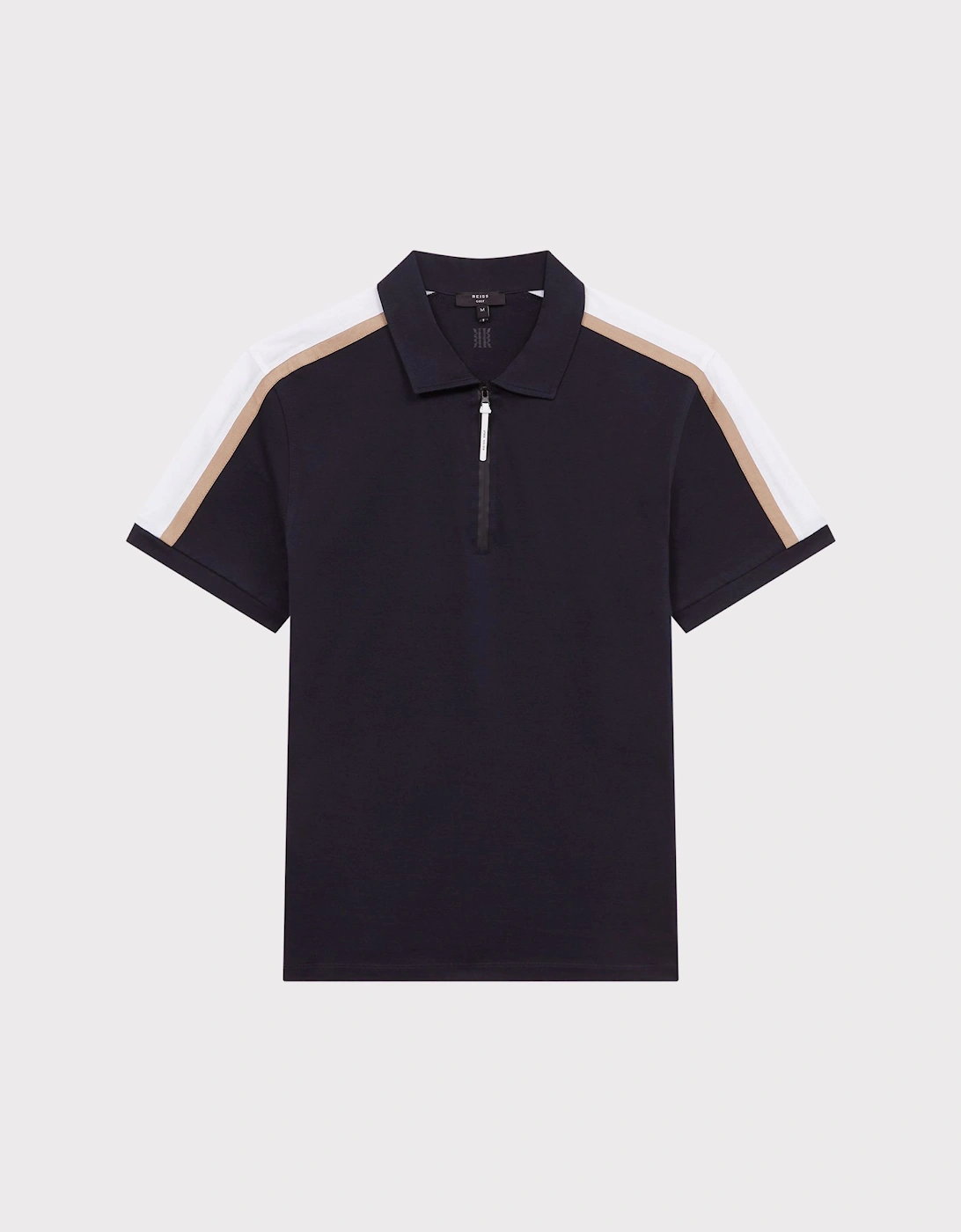 Short Sleeve Half Zip Mercerised Cotton Polo T-Shirt, 2 of 1