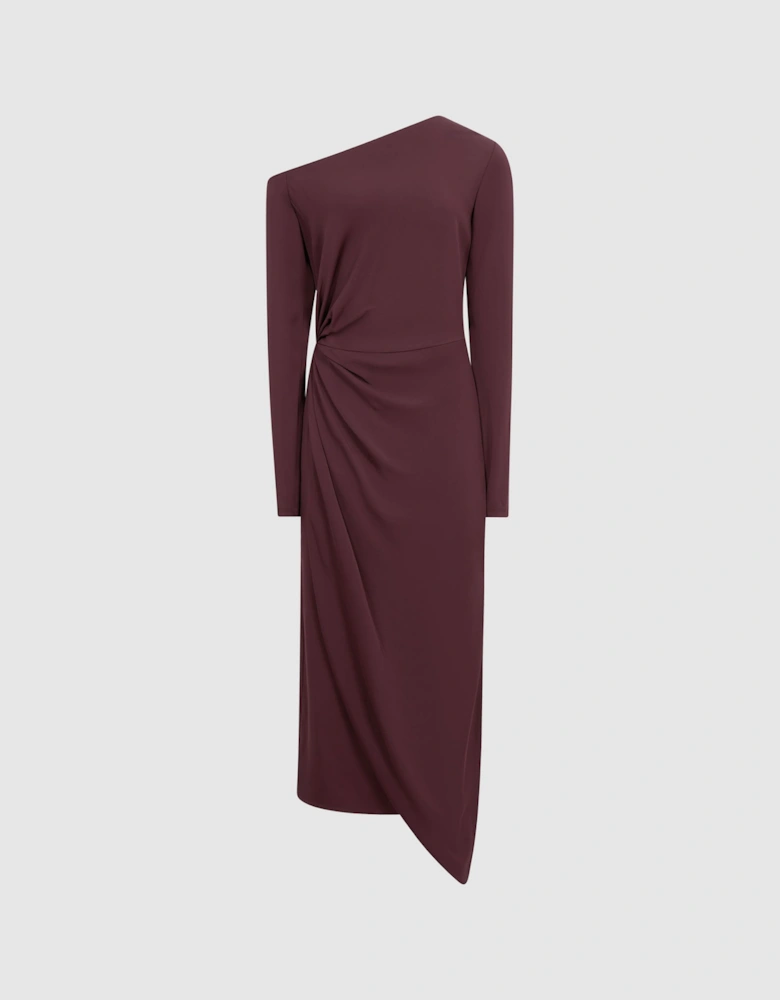 Off-Shoulder Drape Midi Dress