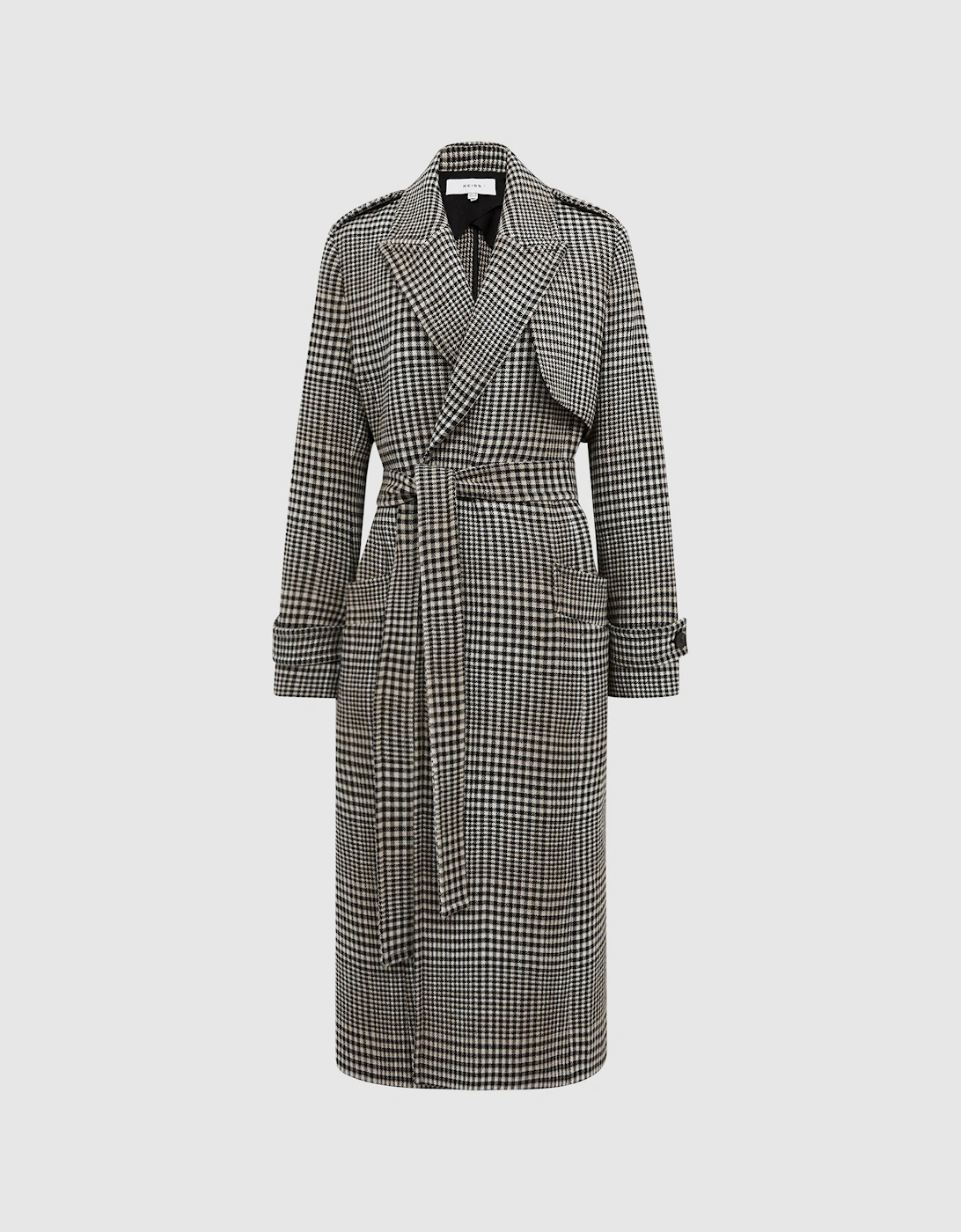 Wool Blend Checked Trench Overcoat, 2 of 1
