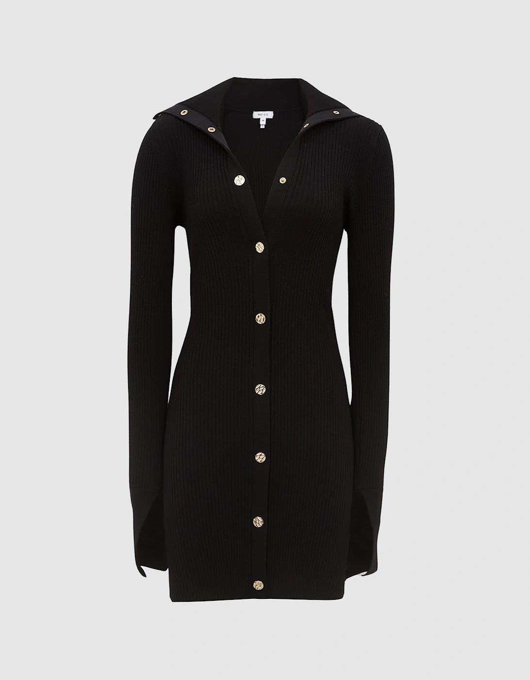 Ribbed Button Collar Mini Dress, 2 of 1